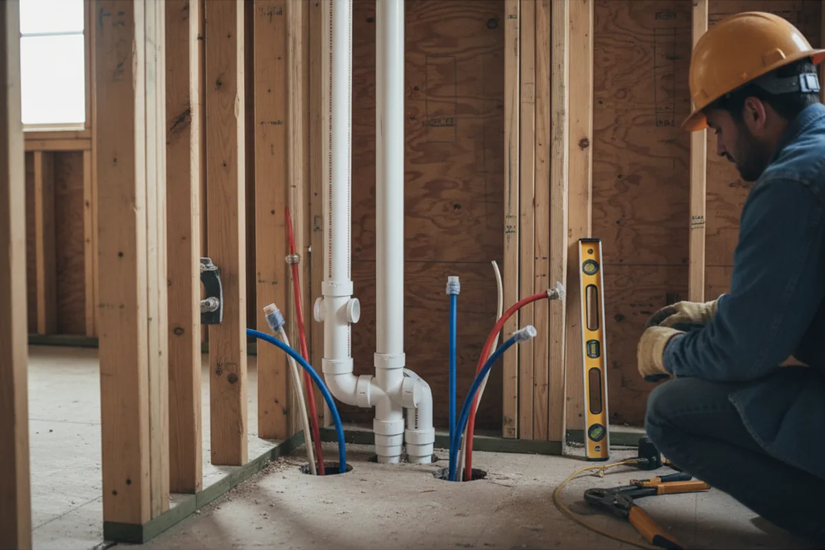 Drain and supply rough-in during Drain Cleaning in Waterloo